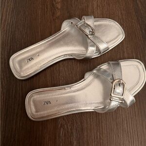 Silver Zara leather criss-cross sandals